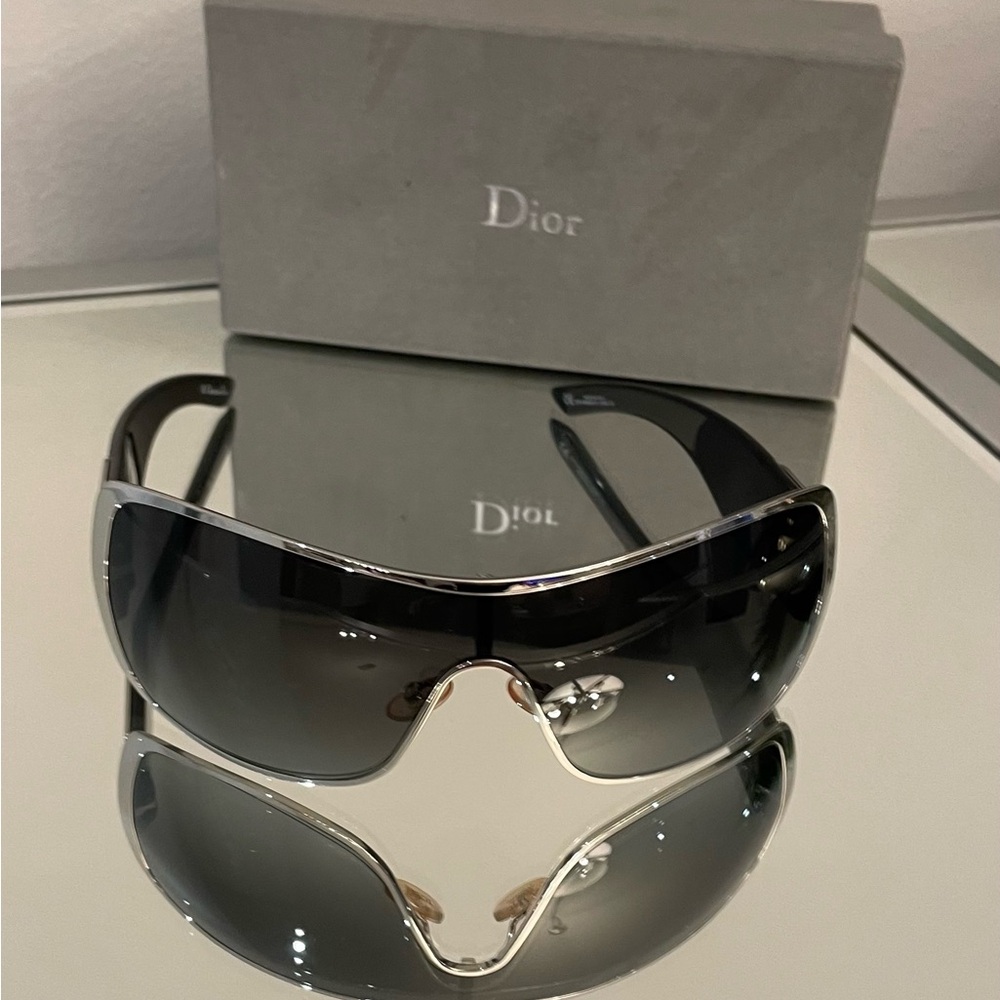 Vintage Dior INDNIGHT2 Sleek Black and Silver Sunglasses